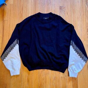 Zara Black and White Sweater With Lace Details